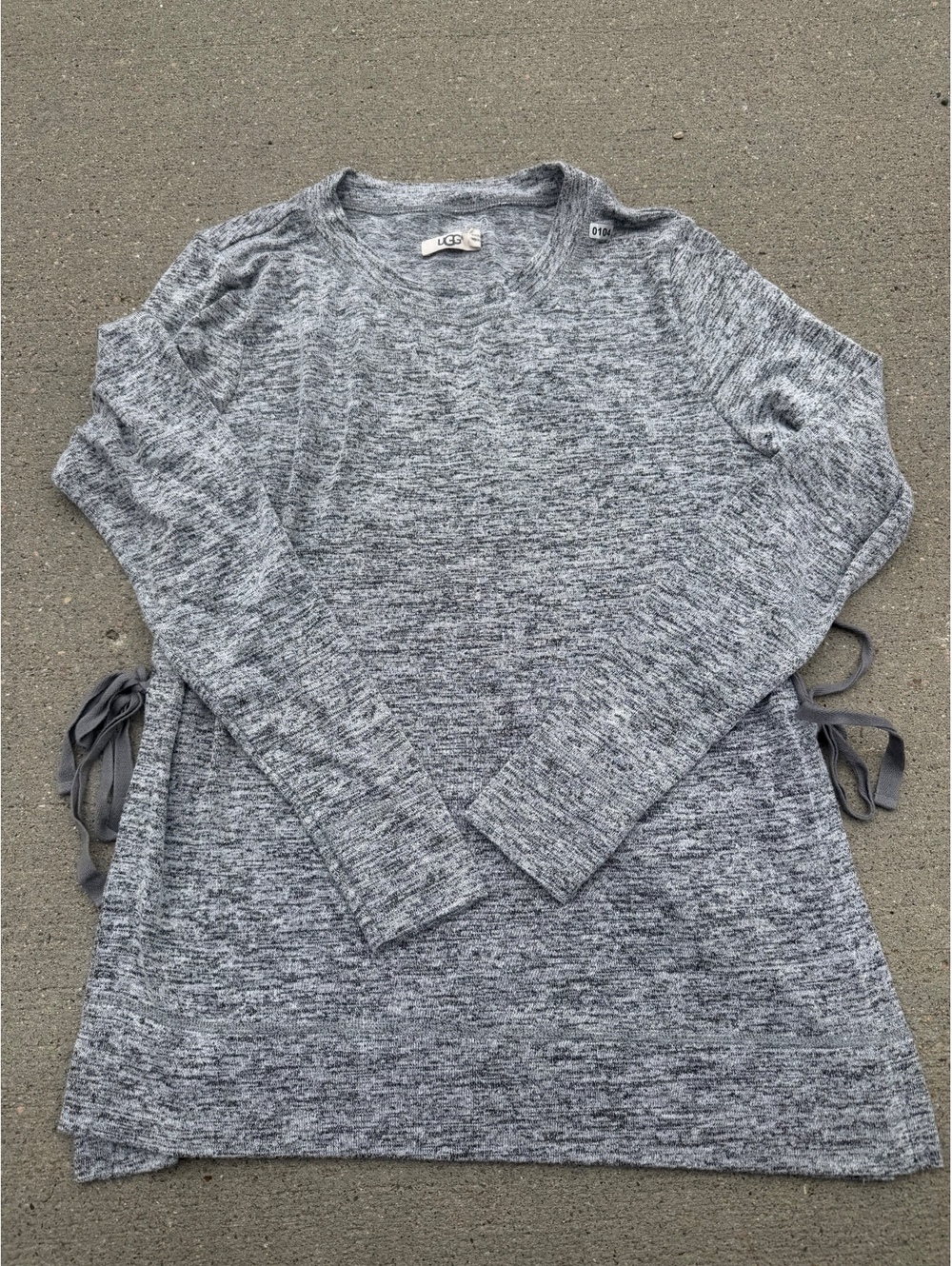 UGG Women's Gray Marled Pullover Sweater with Side Tie Details Size S